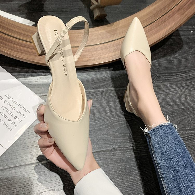 Damen Slingback-Pumps mit spitzer Zehenpartie und quadratischem Absatz R&B