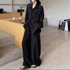 Damen Oversized Hemdblusenset mit weiten Hosen R&B