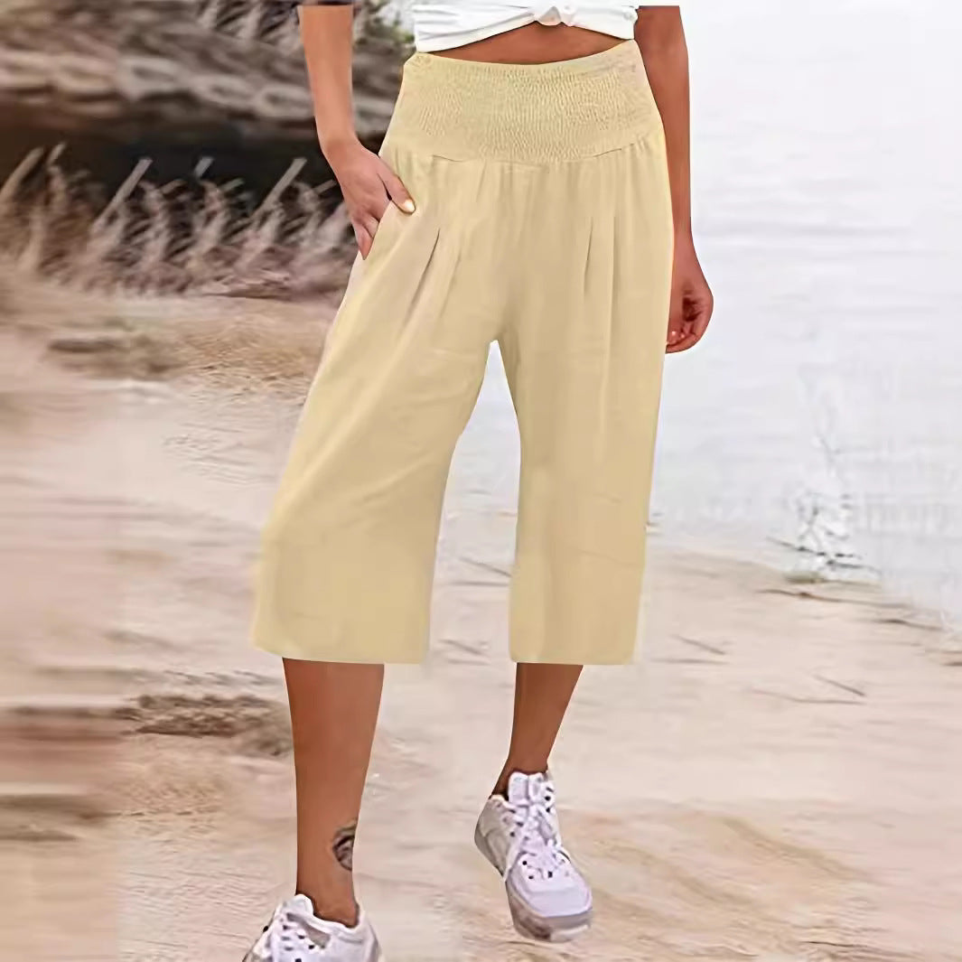 Damen Elegante Culottes mit dehnbarem Bund und Taschen R&B