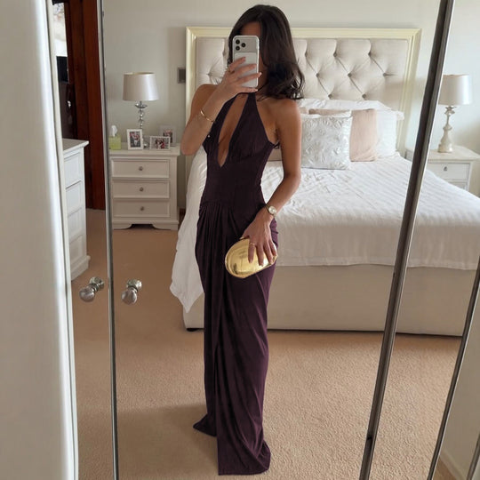 Damen Figurbetontes Abendkleid mit tiefem Ausschnitt und eleganter Drapierung R&B