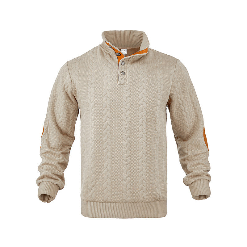 Herren modischer Strickpullover mit Stehkragen und kontrastierenden Akzenten R&B