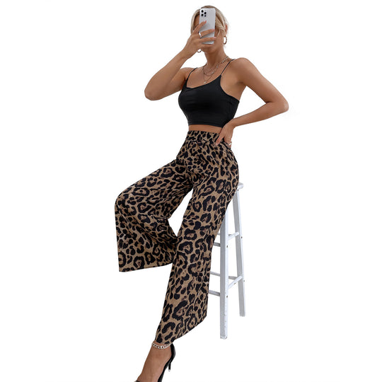 Damen Weite Leoparden-Print Hose R&B