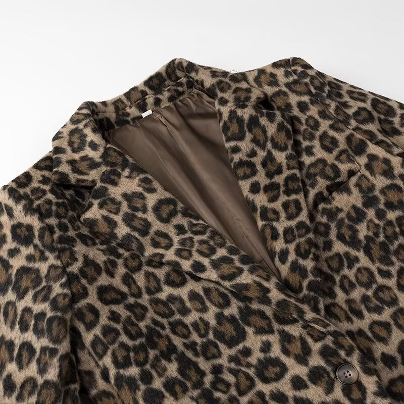 Damen elegante Leopardenblazerjacke R&B