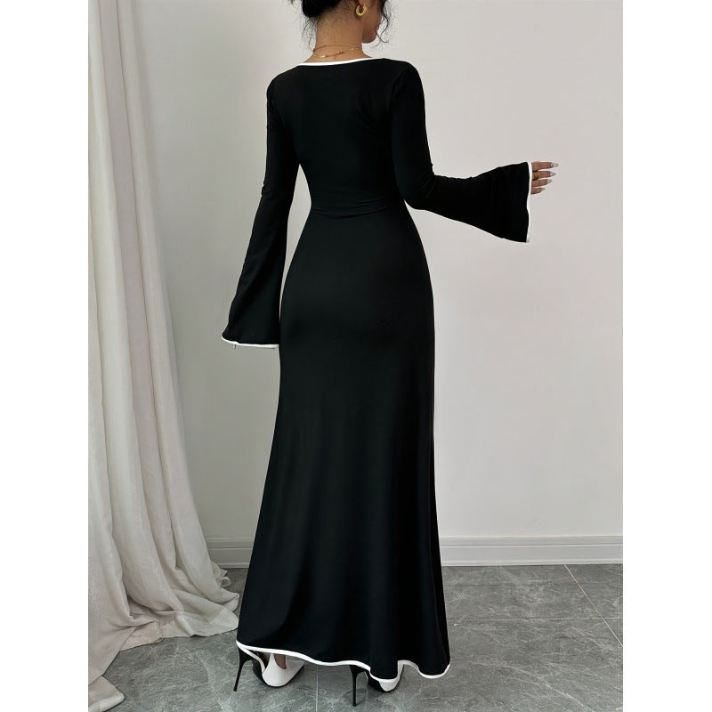 Damen Elegantes Maxikleid mit weiten Ärmeln und quadratischem Ausschnitt R&B