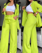 Damen Zweiteiliges Business-Anzug-Set mit weitem Bein und taillierter Jacke R&B