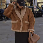 Damen Teddy-Fleecejacke mit praktischem Knopfverschluss und großen Taschen