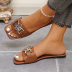 Damen Offene Riemchensandalen mit luxuriösem Verzierungselement R&B