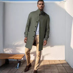 Herren eleganter und taillierter Trenchcoat aus hochwertiger Wolle R&B
