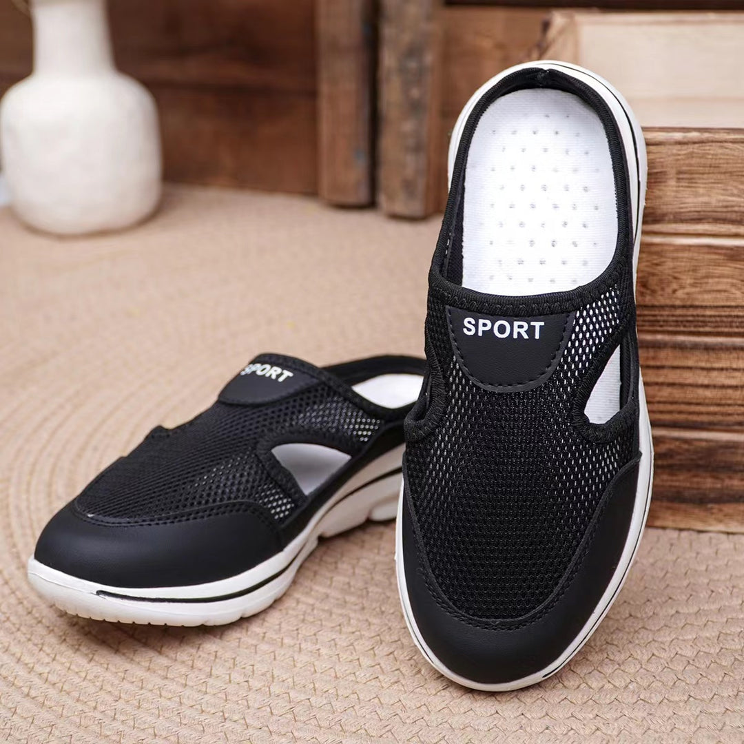 Damen atmungsaktive Freizeitschuhe mit offenem Fersenbereich und rutschfester Sohle R&B