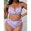 Damen Bikini-Set mit floralem Wickeloberteil und hochgeschnittenem Slip R&B