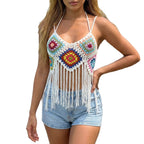 Damen gehäkeltes Crop-Top mit fransen R&B