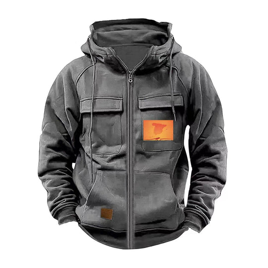 Herren multifunktionale Kapuzenjacke mit praktischen Taschen R&B
