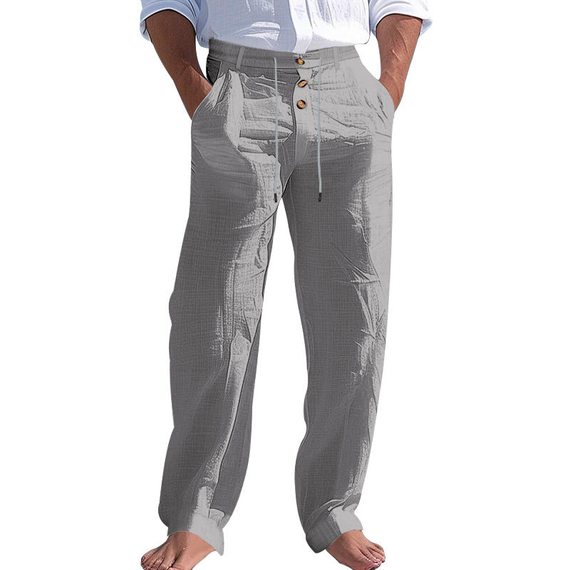 Herren lässige Hose mit hohem Bund und bequemen Taschen R&B