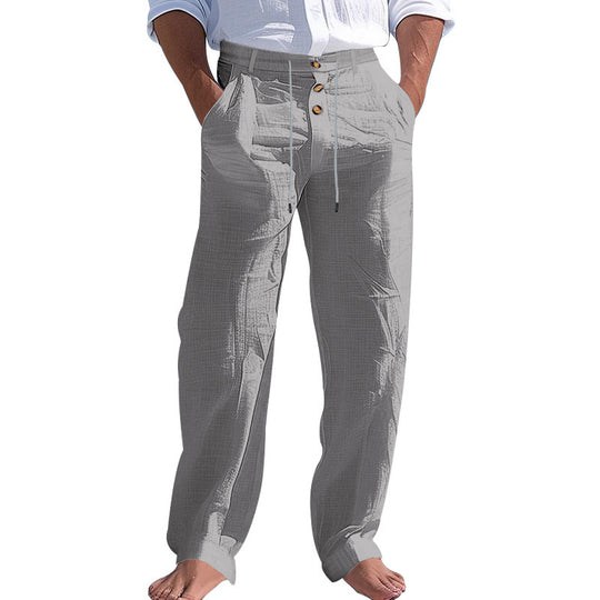 Herren lässige Hose mit hohem Bund und bequemen Taschen R&B