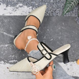 Damen elegante Slingback-Pumps mit modischem Riemchen-Design und spitzem Zehenbereich R&B