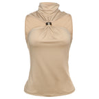 Damen elegantes Top mit hohem Kragen und schlichtem Design R&B