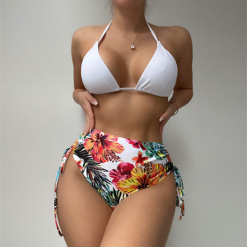 Damen Hochtaillierter Bikini mit floralem Cover-Up R&B