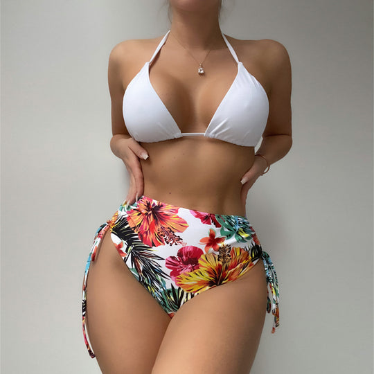 Damen Hochtaillierter Bikini mit floralem Cover-Up R&B