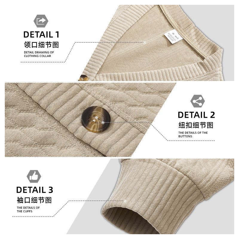 Herren nan eleganter Zopfstrickcardigan mit V-Ausschnitt Knopfleiste und aufgesetzten Taschen R&B
