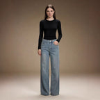 Damen Weit geschnittene Jeanshose mit markanten Nähdetails