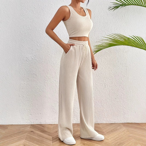 Damen gemütliches Ripp-Set mit weitem Schnitt R&B