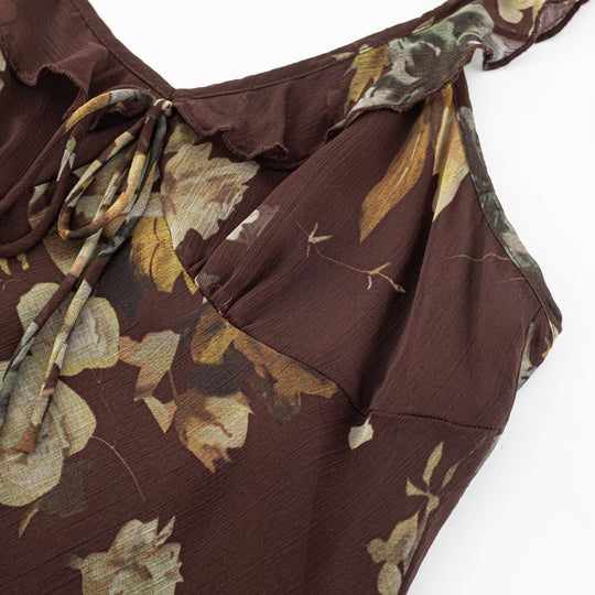 Damen Maxikleid mit zarten Rüschendetails und floralem Muster R&B
