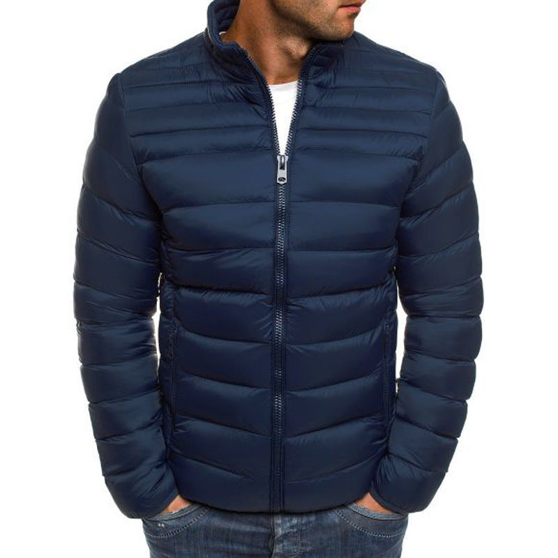 Herren modische Steppjacke mit hohem Kragen und seitlichen Reißverschlusstaschen R&B