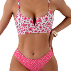 Damen Crop-Top Bikini mit floralem Design R&B