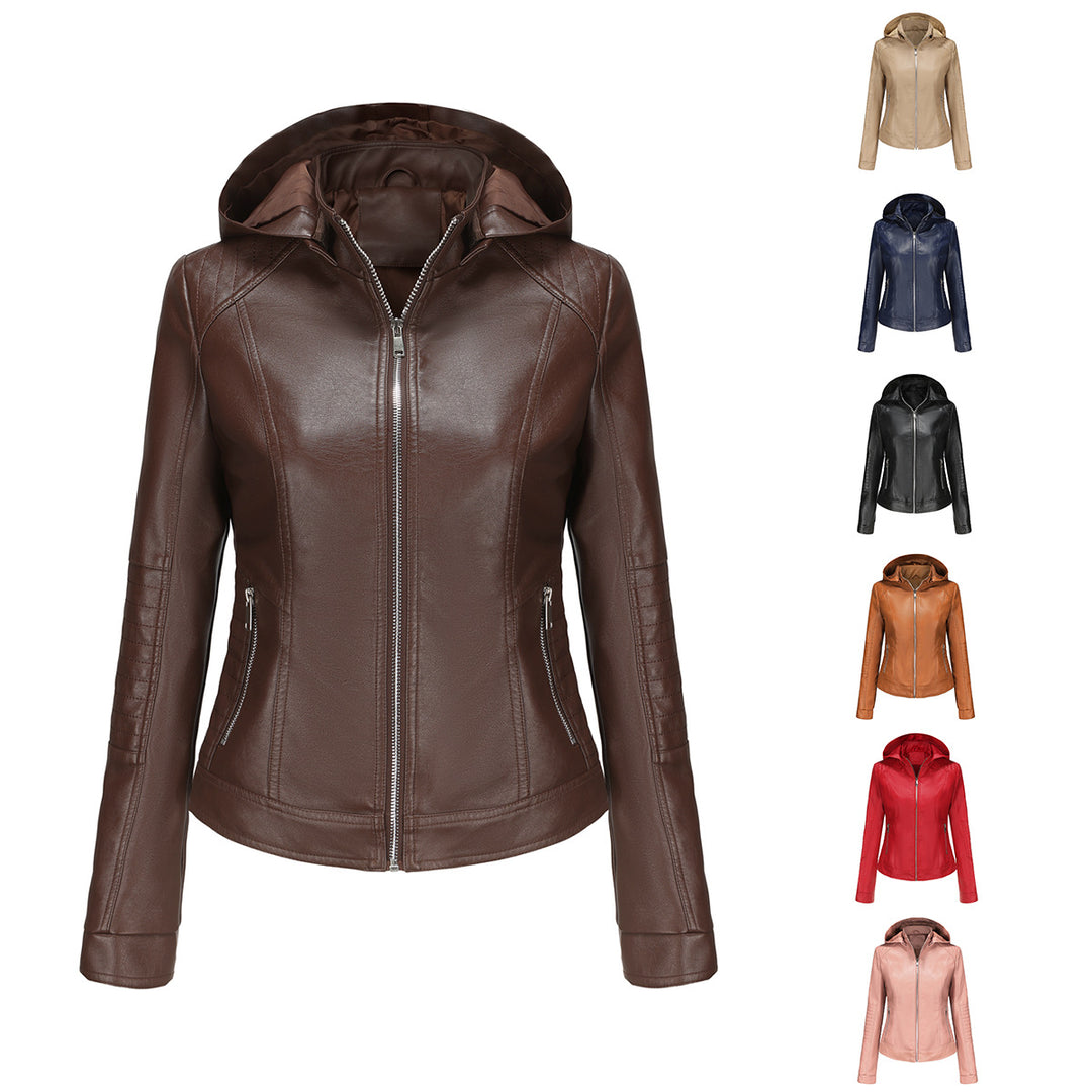 Damen Kapuzenjacke aus hochwertigem Kunstleder R&B