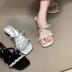 Damen elegante Sandalen mit funkelndem Schmuckdetail R&B