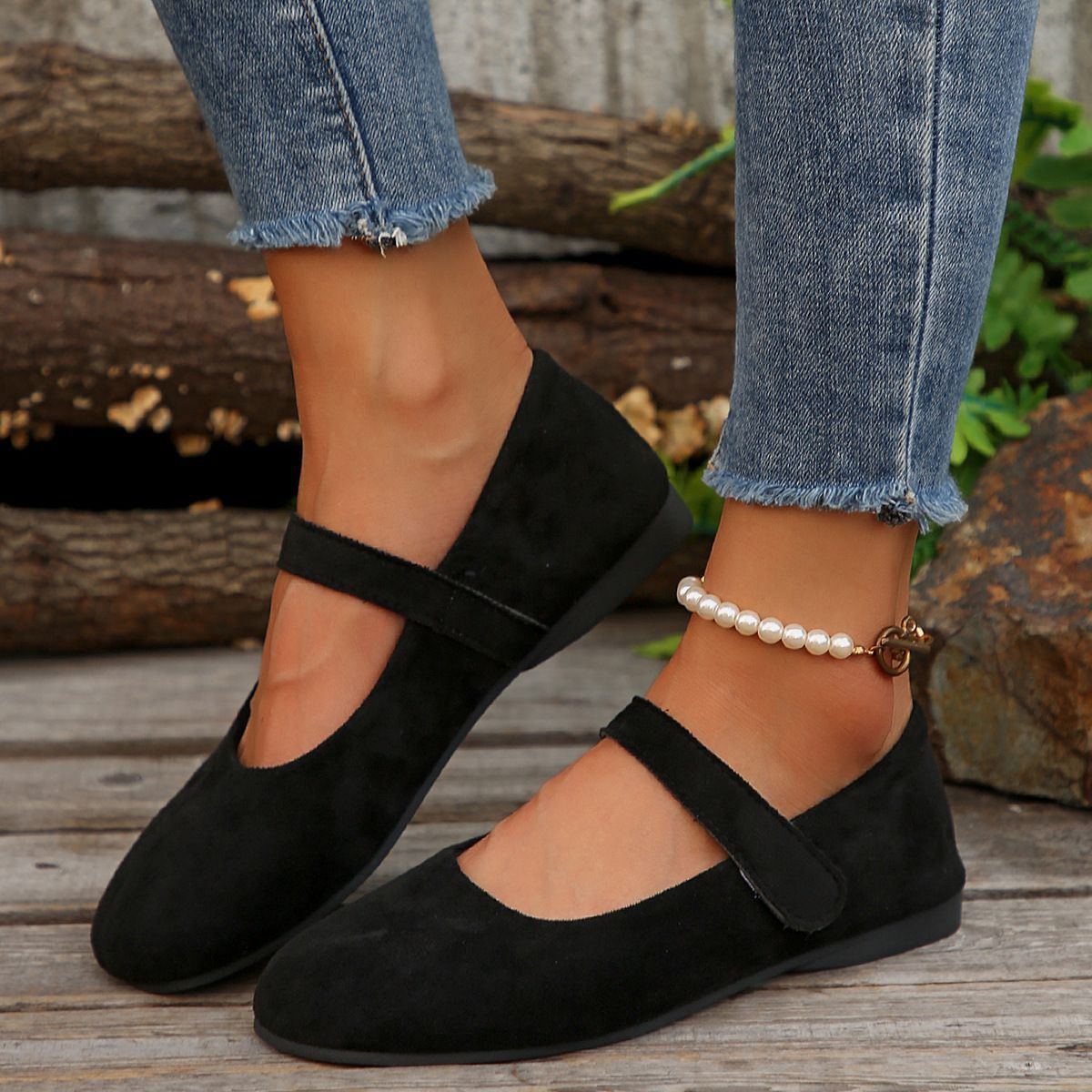Damen Ballerinas mit elegantem Klettverschluss und atmungsaktivem Obermaterial R&B