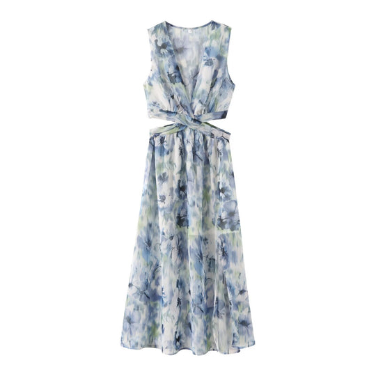 Damen Maxikleid mit elegantem, floralem Design und raffiniertem Rückenausschnitt R&B