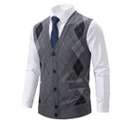 Herren modische Strickweste mit Karomuster R&B