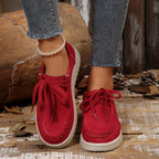 Damen Komfortable Wildleder-Sneakers mit modischem Schnürsystem