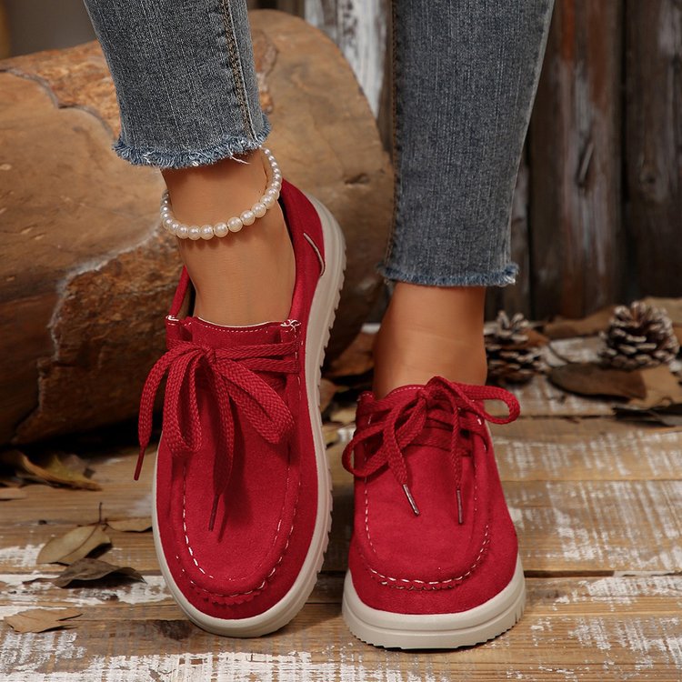 Damen Komfortable Wildleder-Sneakers mit modischem Schnürsystem