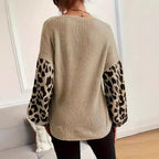 Damen modischer Pullover mit lässiger Weave-Optik und tierischem Muster R&B