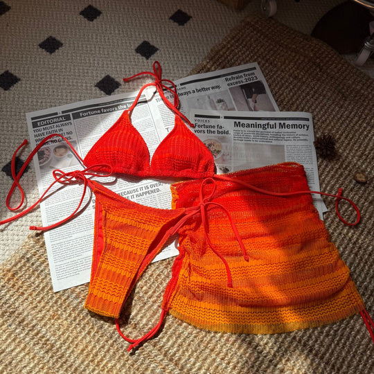 Damen Bikini-Set mit verstellbaren Bändern und lässigem Überrock R&B