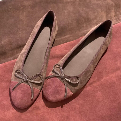 Damen Ballerinas mit dekorativem Schleifenakzent und hochwertiger Veloursleder-Oberfläche R&B