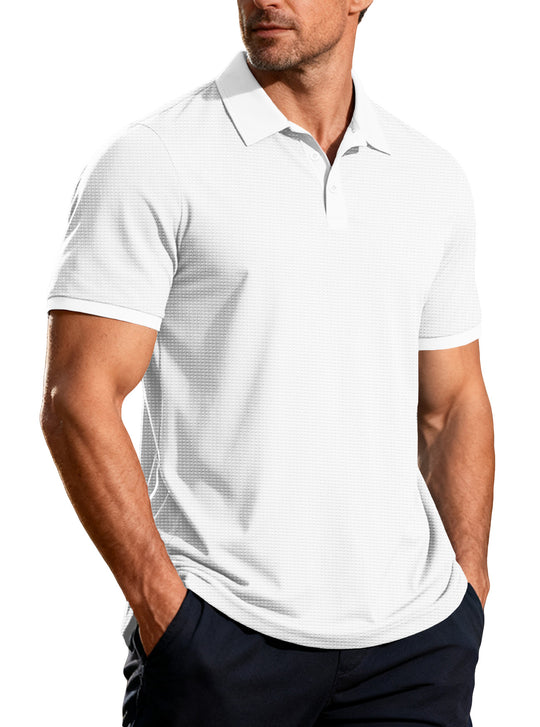 Herren nan strukturiertes Piqué-Kurzarm-Poloshirt mit Hemdkragen R&B