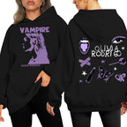 Damen Kapuzenpullover mit künstlerischem Vampir-Print und oversized Schnitt