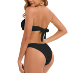 Damen Bandeau-Bikini-Set mit strukturiertem Oberteil und klassischem Schnitt R&B