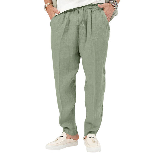 Herren Leichte Leinenhose mit elastischem Bund und praktischen Eingrifftaschen R&B