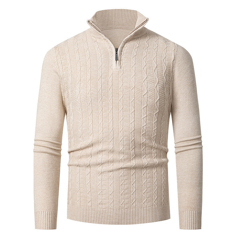 Herren hoher Kragen Strickpullover R&B