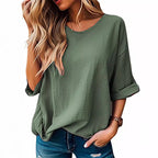 Damen Lässiges T-Shirt mit lockerer Passform und kurzem Arm R&B