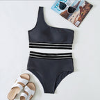Damen asymmetrisches Bikini-Set mit elastischen Bändern R&B