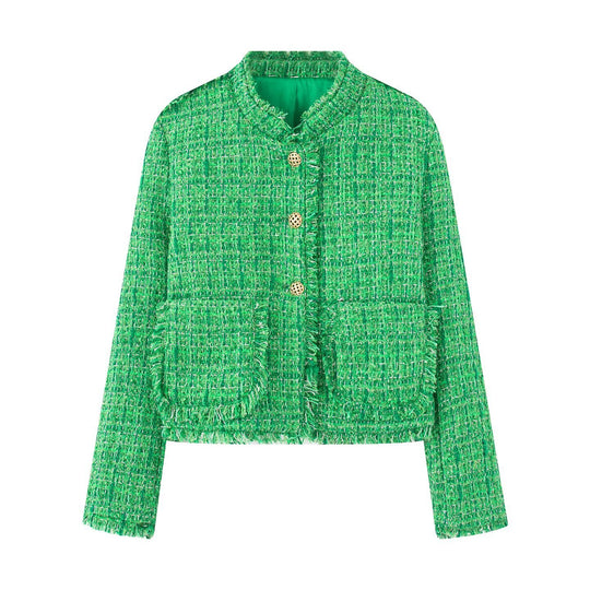 Damen Kurzjacke mit strukturiertem Design und goldenen Knöpfen R&B