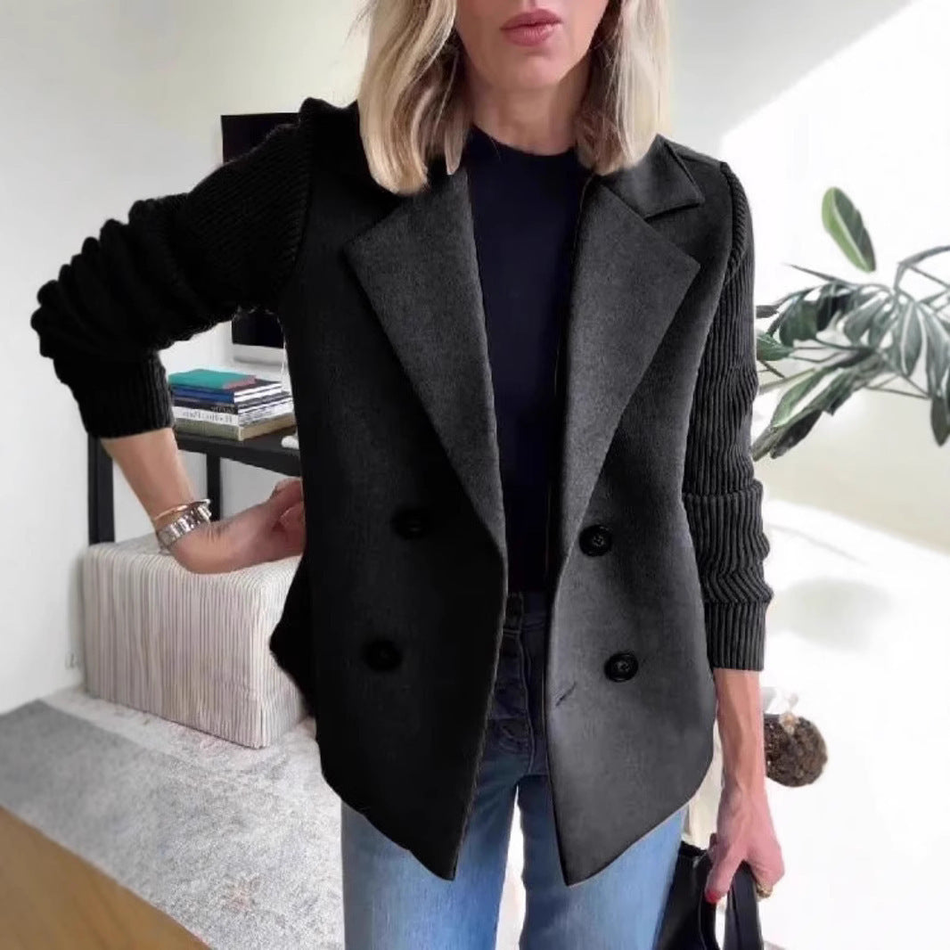 Damen Modischer Blazer mit doppelter Knopfleiste und Rippärmel R&B