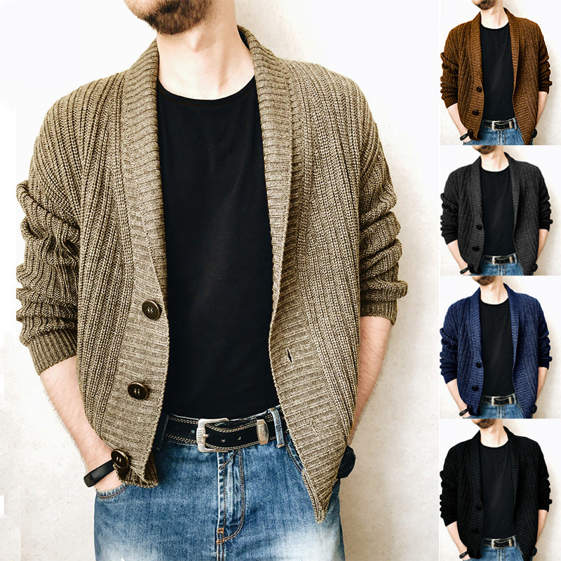 Herren Strickjacke mit modischem Schalkragen und praktischen Knöpfen R&B