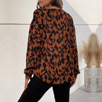 Damen Leopardenmuster Hemdbluse R&B