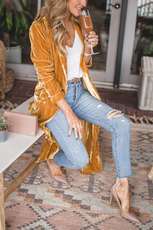 R&B | My Way Samt Strickjacke Mantel